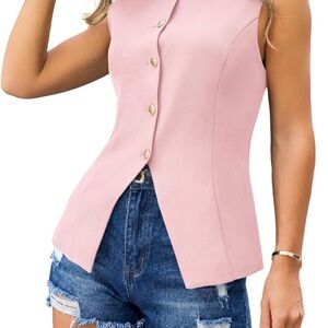 Women’s Sleeveless Business Casual Blazer Vests Dressy Work Tops